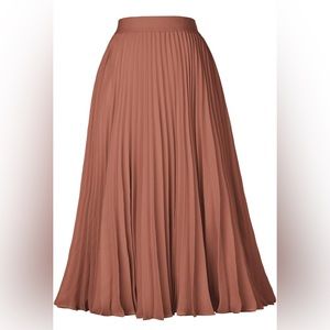 Kate Kasin Women's High Waist Pleated A-Line Swing Skirt